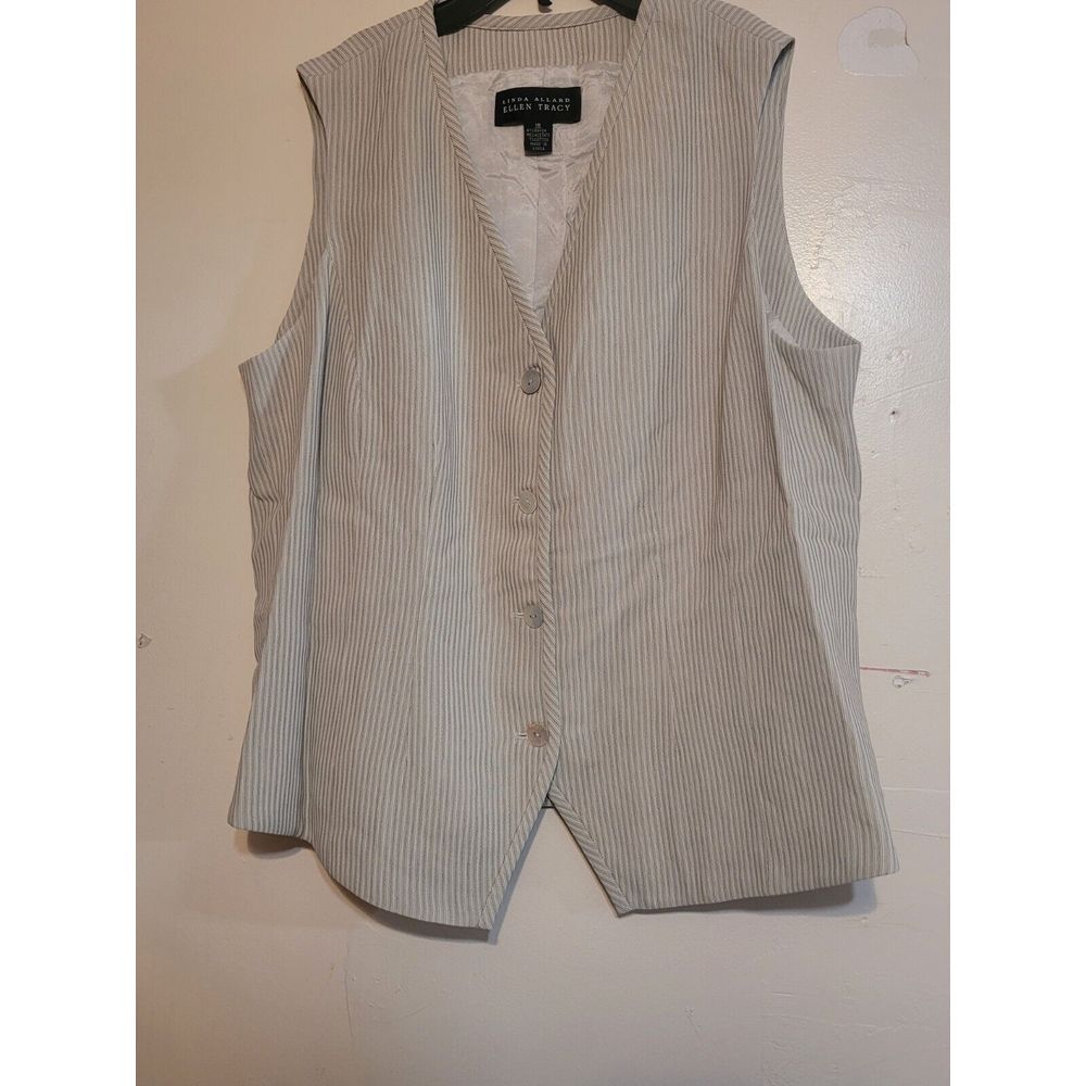 Linda Allard Ellen Tracy , Vintage Vest Biege Striped Size‎ 18